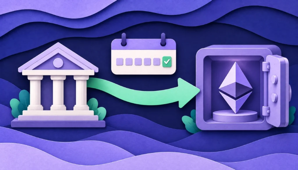 ACH bank transfer to Binance.US with a 7-day withdrawal hold before moving ETH